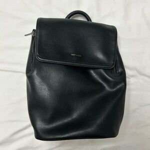 Matt & Nat Black Vegan Leather Backpack with Top Flap